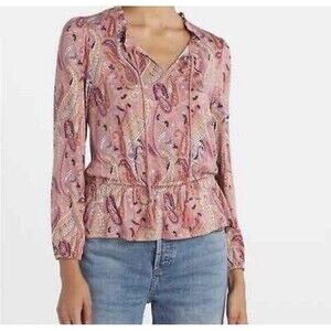 Les Serein Medium Pink Paisley‎ Print Top Stitch Fix Boho Western Stevie Nick